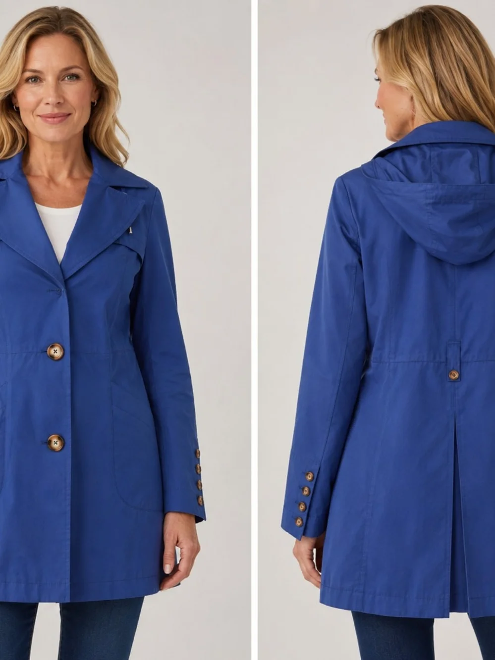 Michael Kors Royal Blue Hooded Trench Coat
